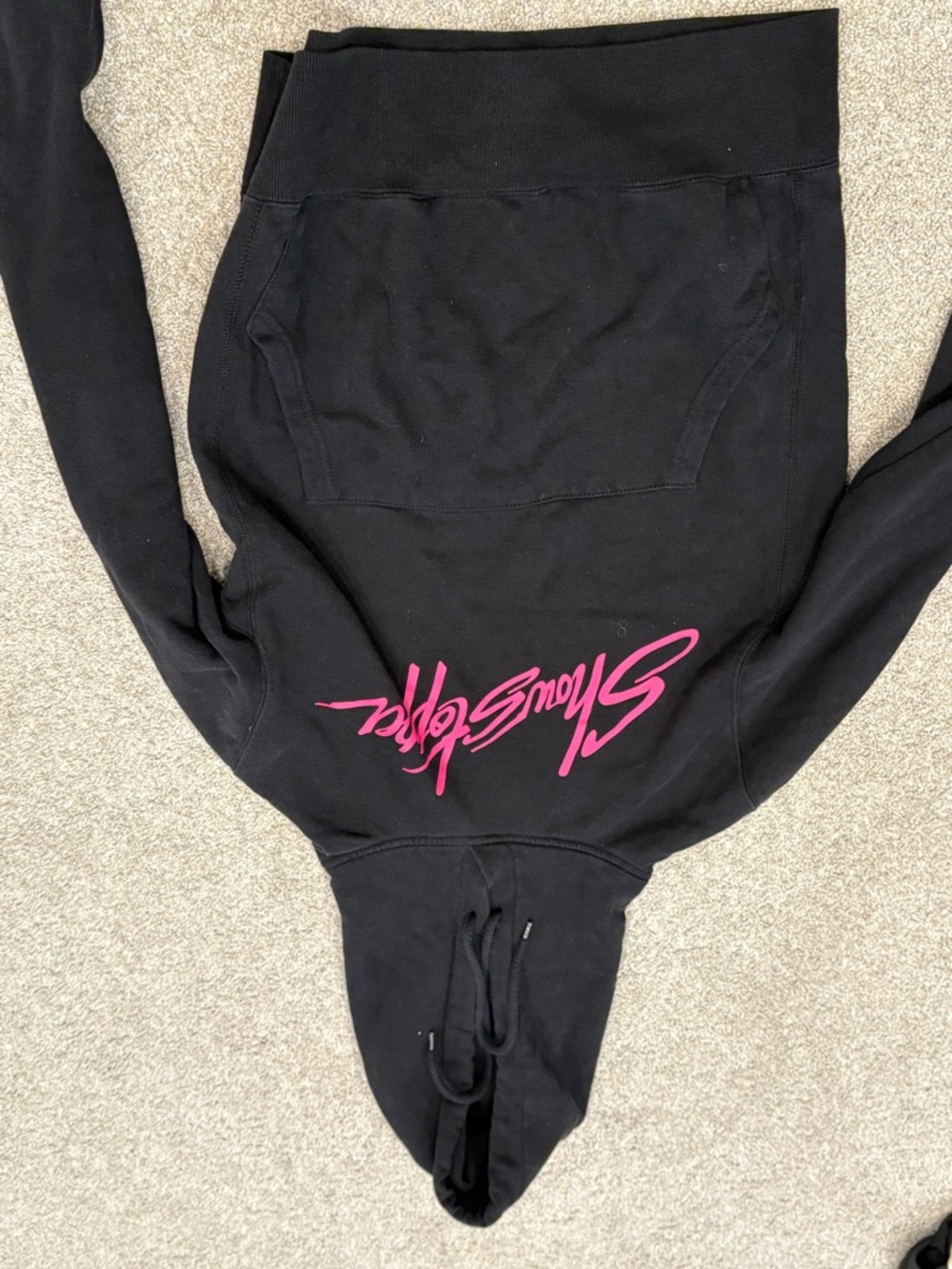 Black Women's Casual Hoodie with Pink Script